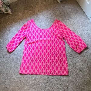 Blue Rain Tops - Pink Pattern Top with Fun Bow Detail Blue Rain Tops - Pink Pattern Top with Fun Bow Detail